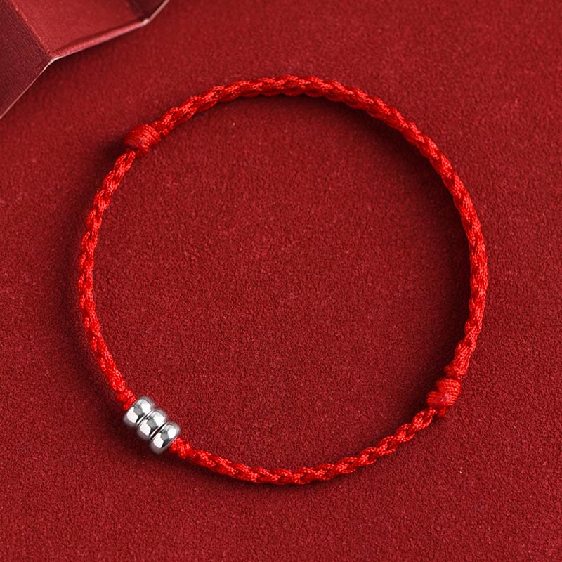 925 Sterling Silver Beads Protection Luck Braided Bracelet Anklet - Image 9