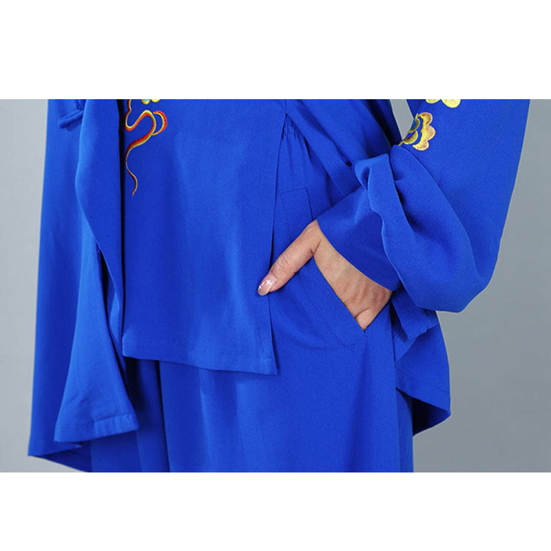 2Pcs Fall Colorful Auspicious Clouds Tai Chi Meditation Qigong Zen Practice Unisex Cotton Clothing Set - Image 16