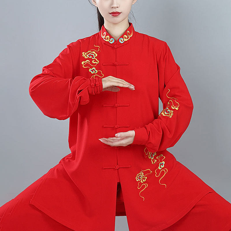 2Pcs Fall Colorful Auspicious Clouds Tai Chi Meditation Qigong Zen Practice Unisex Cotton Clothing Set - Image 21