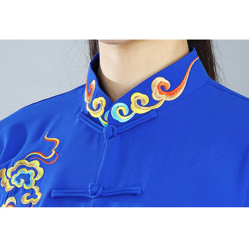 2Pcs Fall Colorful Auspicious Clouds Tai Chi Meditation Qigong Zen Practice Unisex Cotton Clothing Set - Image 14