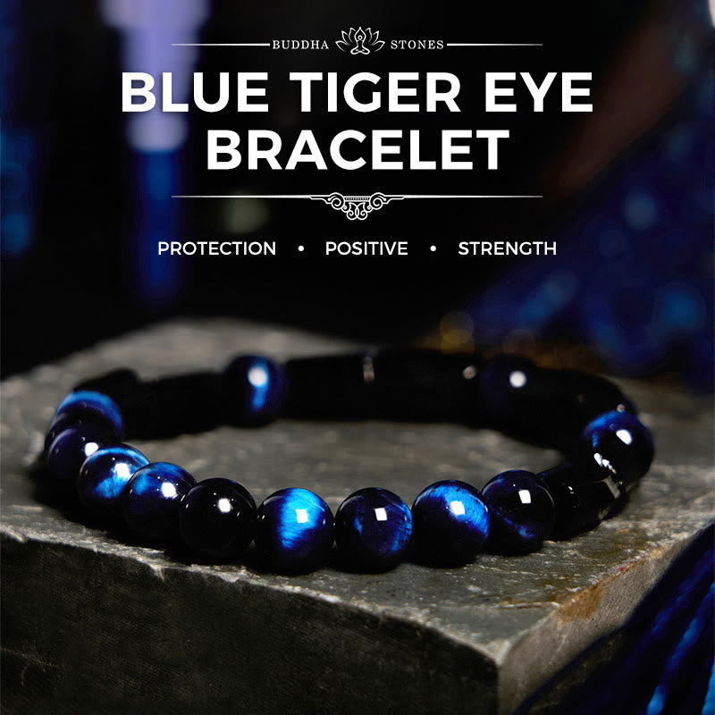 Blue Tiger Eye Black Tourmaline Strength Bracelet