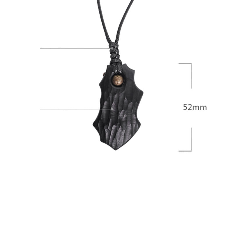 Ebony Wood Irregular Shape Copper Bead Peace Calm Necklace Pendant - Image 5