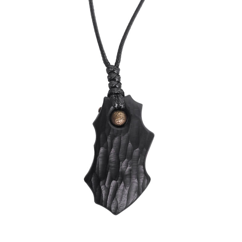 Ebony Wood Irregular Shape Copper Bead Peace Calm Necklace Pendant - Image 8