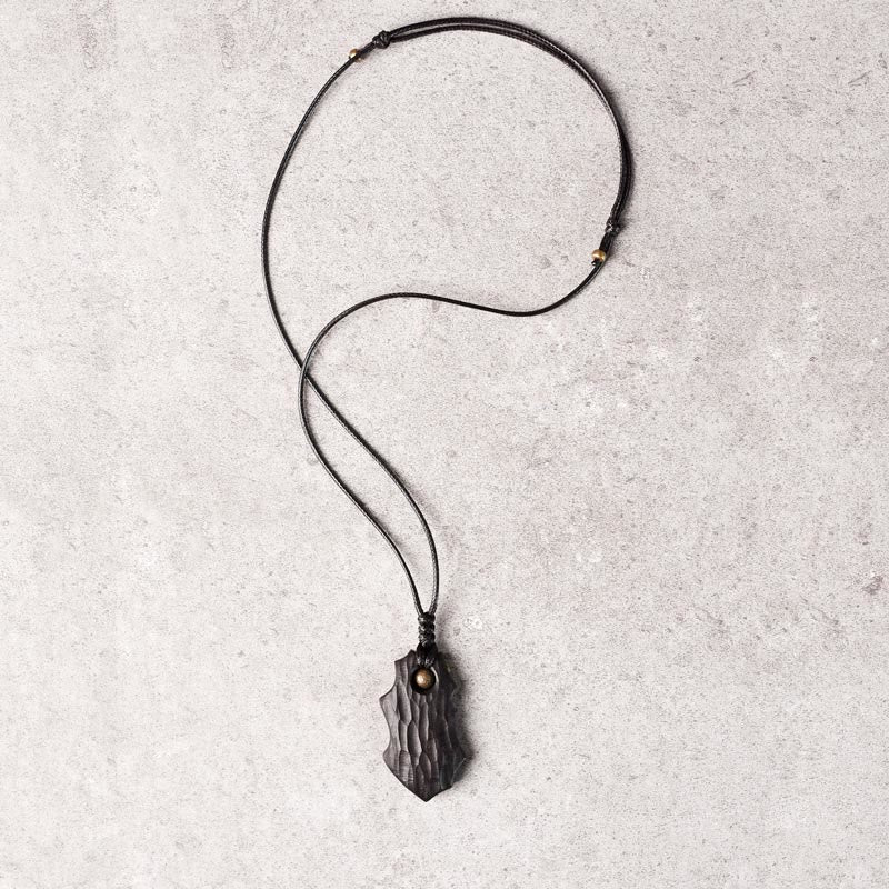 Ebony Wood Irregular Shape Copper Bead Peace Calm Necklace Pendant - Image 9