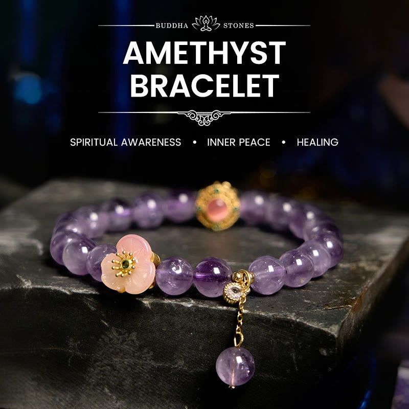 Amethyst Peach Blossom Fortune Meditation Bracelet
