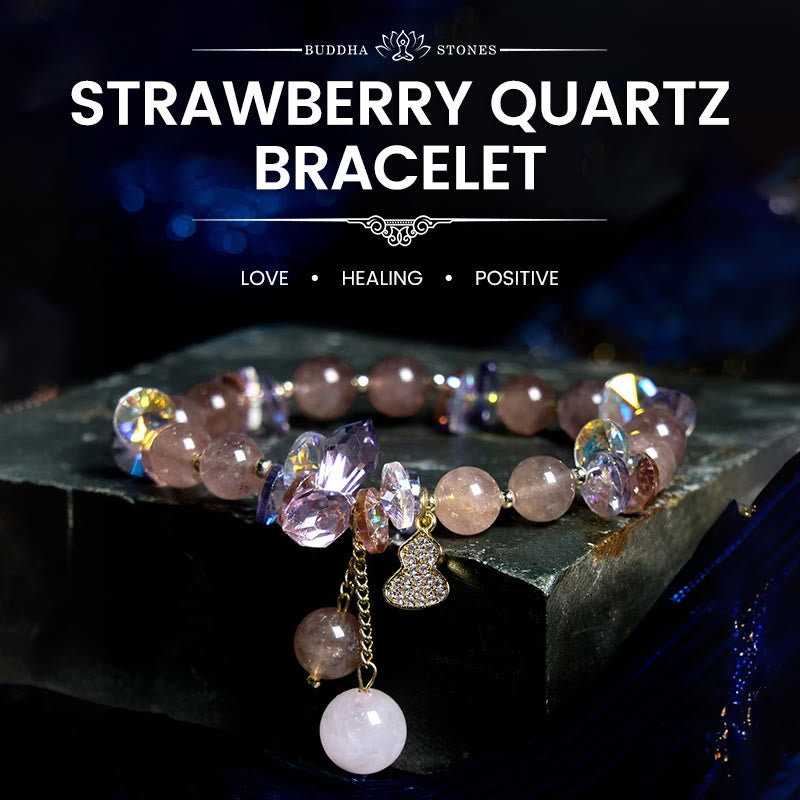Strawberry Quartz Crystal Gourd Positive Bracelet