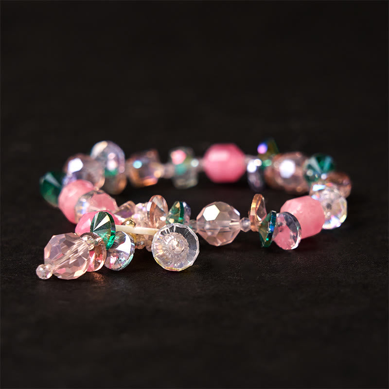 Pink Crystal Green Crystal White Crystal Flower Warmth Bracelet - Image 9