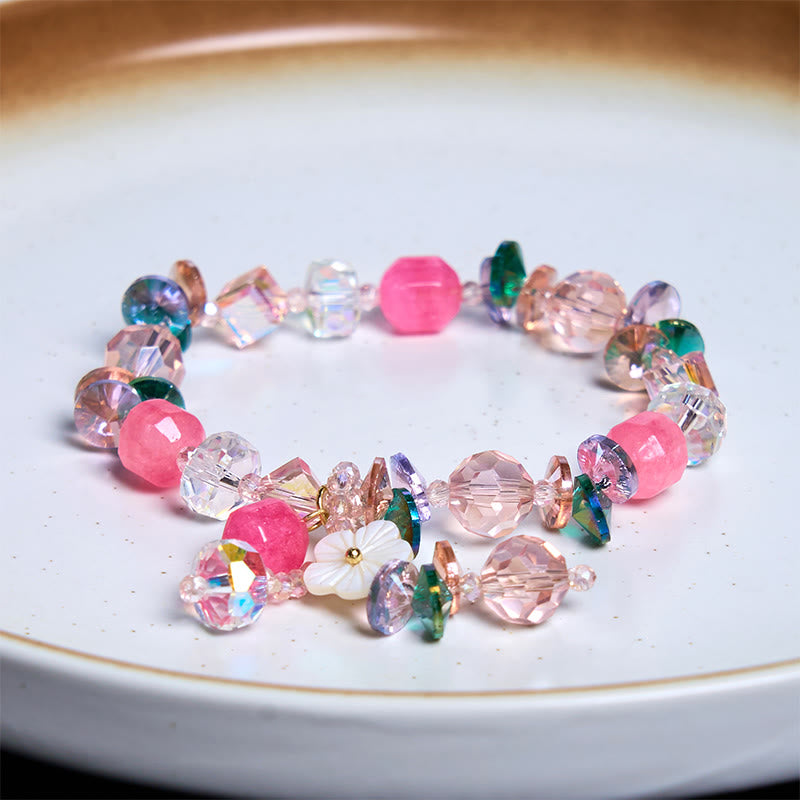 Pink Crystal Green Crystal White Crystal Flower Warmth Bracelet - Image 12