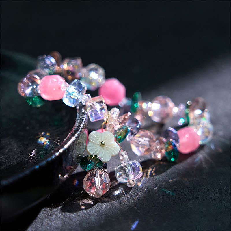 Pink Crystal Green Crystal White Crystal Flower Warmth Bracelet - Image 3