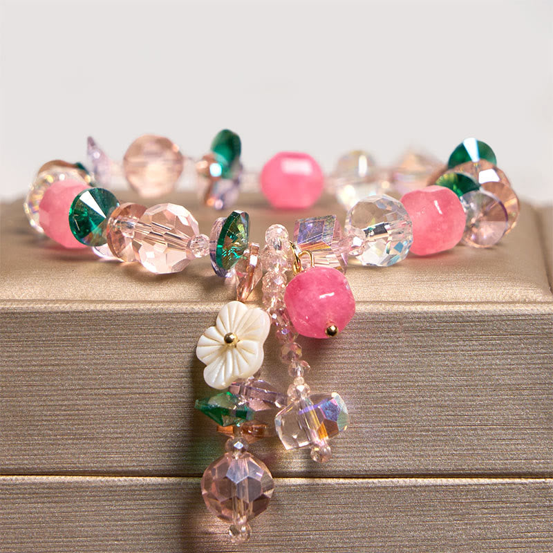Pink Crystal Green Crystal White Crystal Flower Warmth Bracelet - Image 11