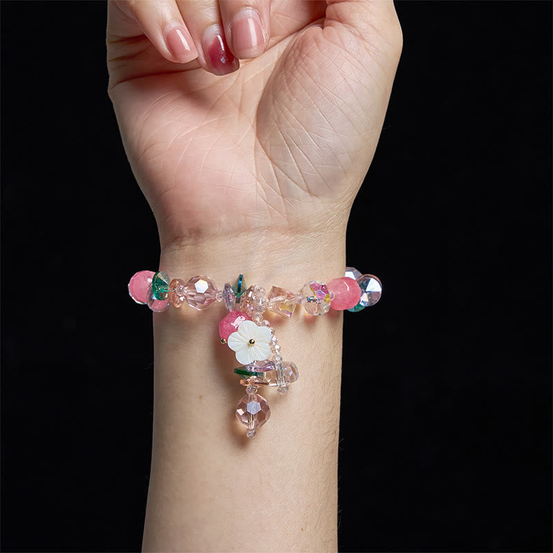 Pink Crystal Green Crystal White Crystal Flower Warmth Bracelet - Image 5