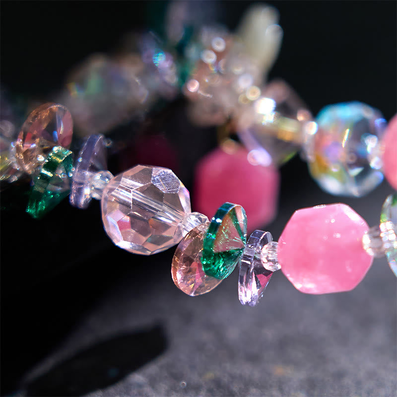 Pink Crystal Green Crystal White Crystal Flower Warmth Bracelet - Image 4