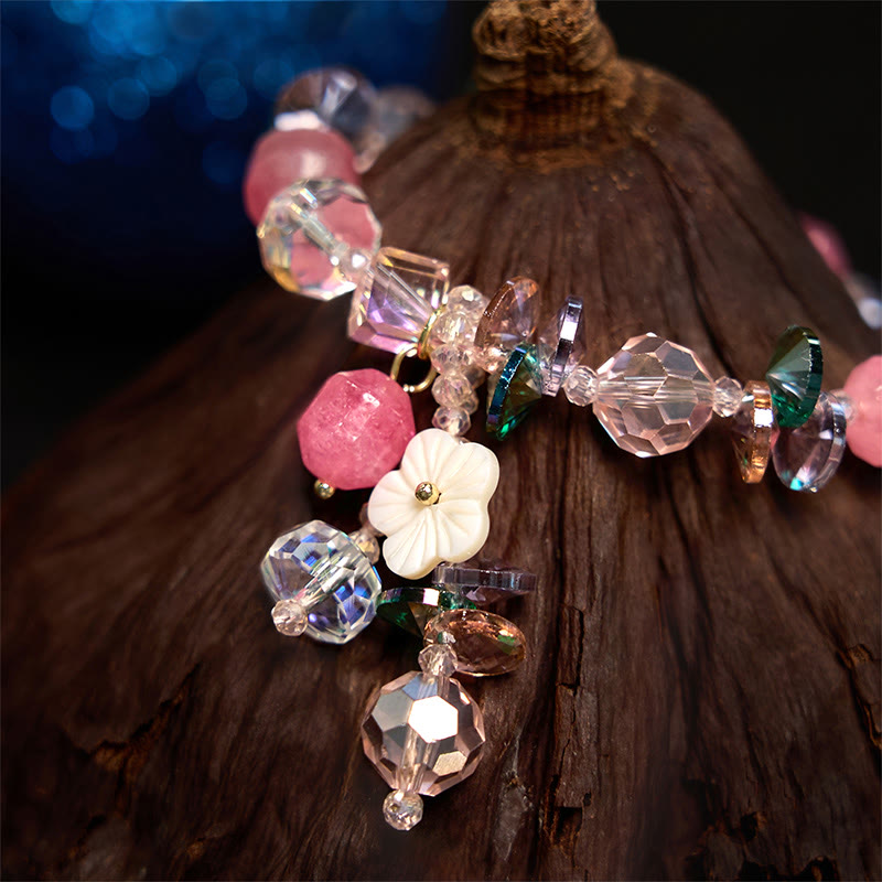 Pink Crystal Green Crystal White Crystal Flower Warmth Bracelet - Image 10
