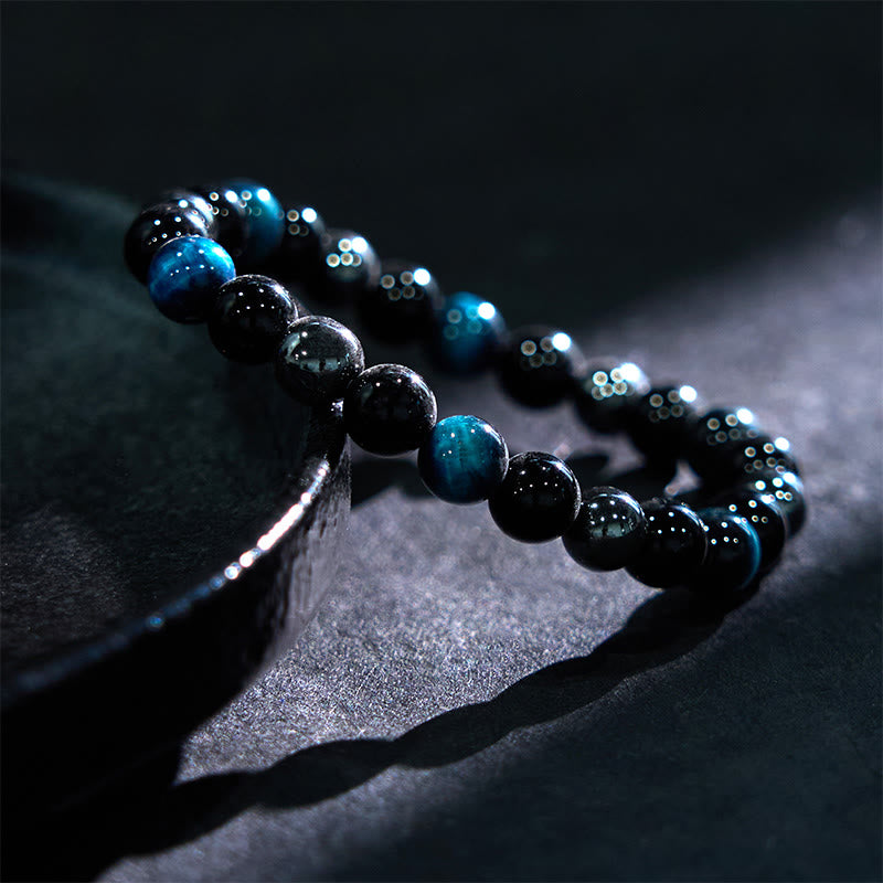 Natural Tiger's Eye Obsidian Hematite Positive Powerful Bracelet - Image 25