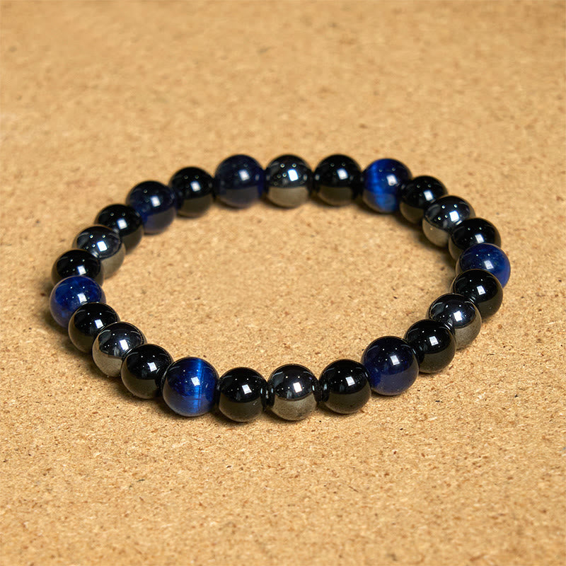 Natural Tiger's Eye Obsidian Hematite Positive Powerful Bracelet - Image 21