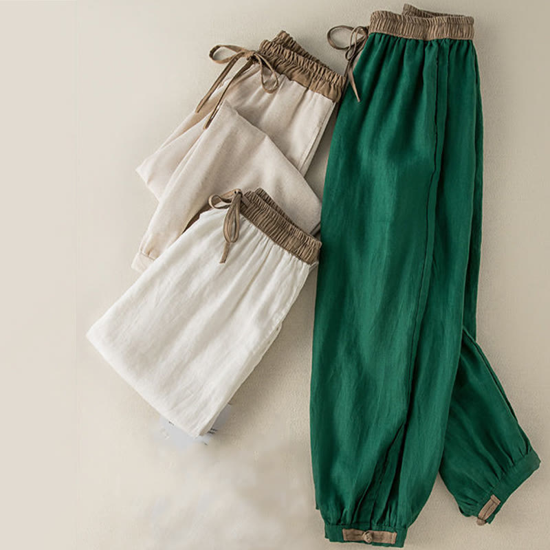 Plain Cotton Drawstring Women's Harem Pants With Pockets - Image 10