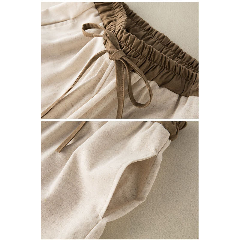 Plain Cotton Drawstring Women's Harem Pants With Pockets - Image 3