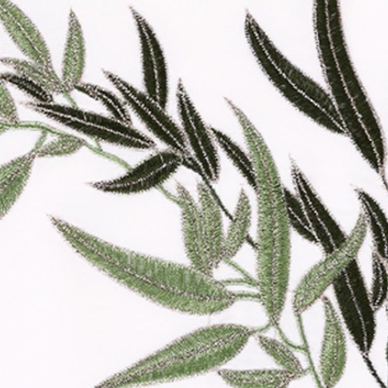 2Pcs Fall Green Bamboo Leaves Embroidery Frog-Button Tai Chi Meditation Qigong Zen Practice Unisex Cotton Clothing Set - Image 7