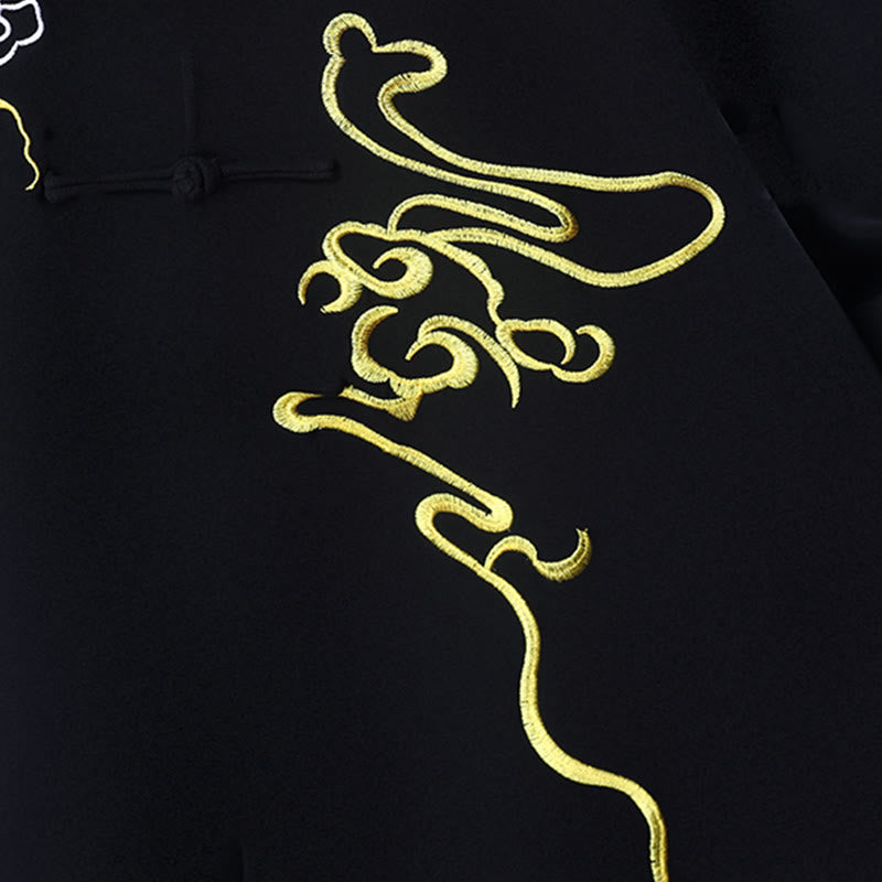 2Pcs Fall Embroidery Dragon Frog-Button Tai Chi Meditation Qigong Zen Practice Unisex Cotton Clothing Set - Image 6