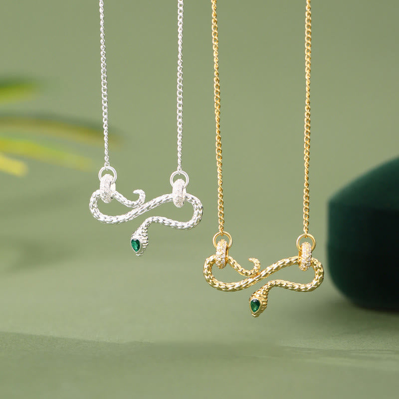 999 Sterling Silver Year of the Snake Coiling Snake Infinite Symbol Blessing Necklace Pendant