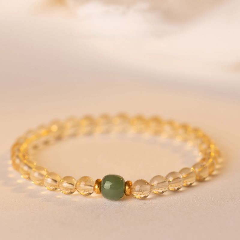 Small Citrine Jade Beads Prosperity Bracelet