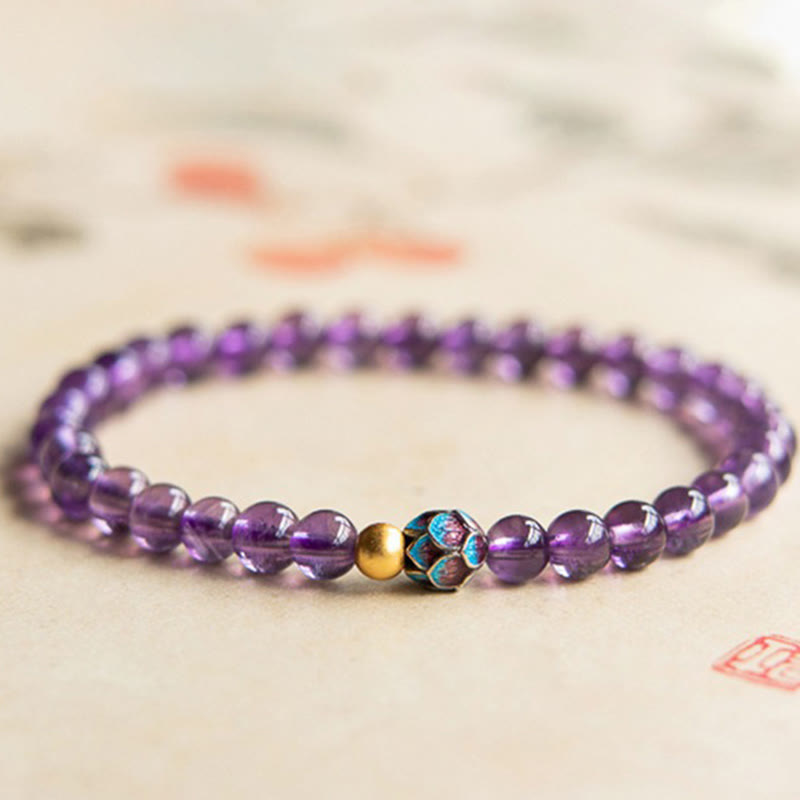 Natural Amethyst Lotus Spiritual Awareness Bracelet