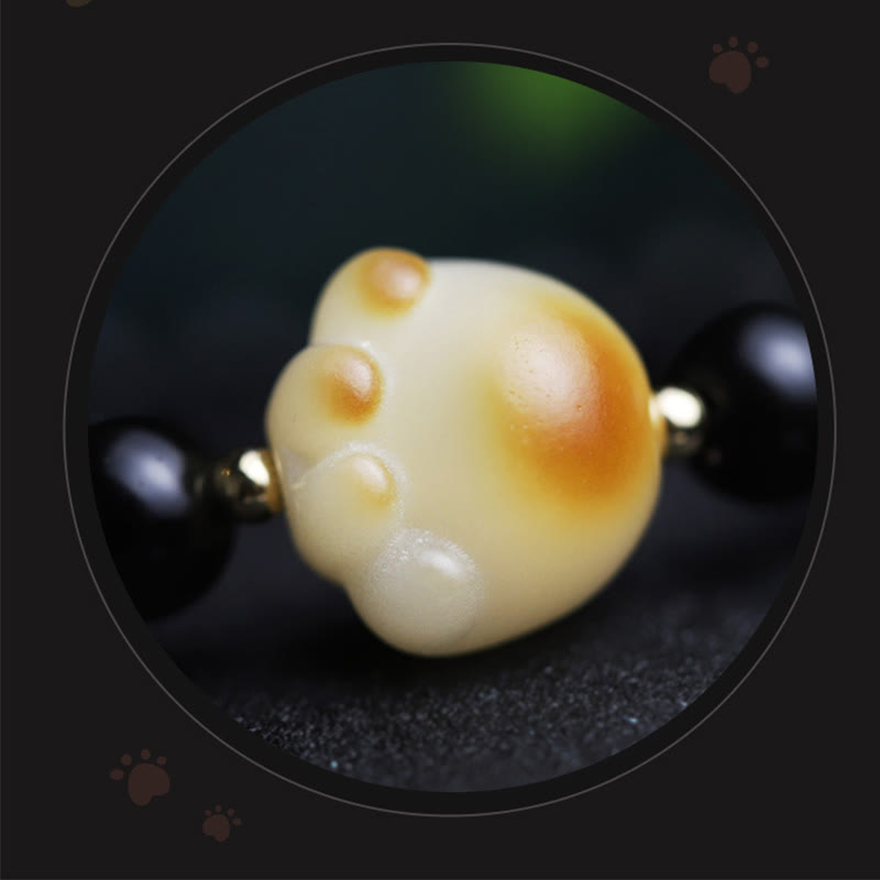 Black Obsidian Cat Paw Bodhi Seed Lucky Fortune Charm Purification Bracelet - Image 15