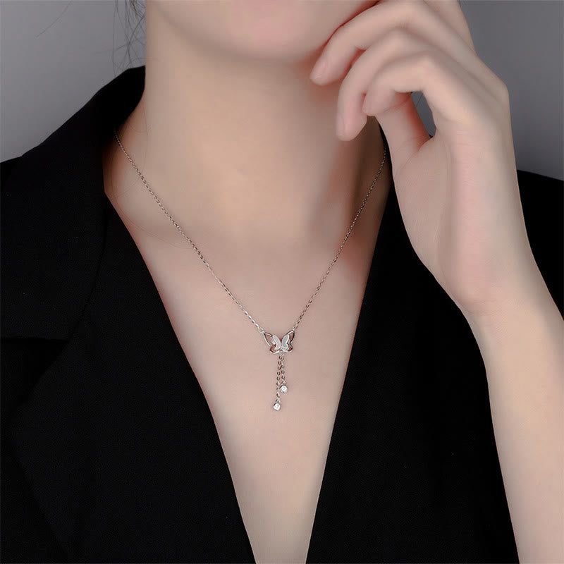 999 Sterling Silver Tridacna Stone Butterfly Calm Necklace Pendant - Image 10