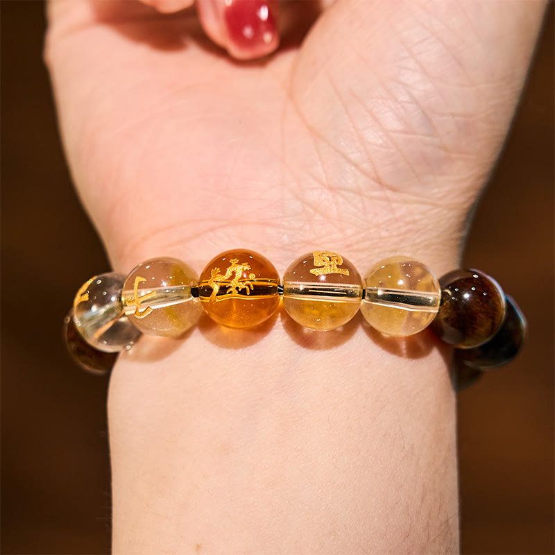 Chinese Zodiac Tiger Eye White Crystal Courage Bracelet - Image 14
