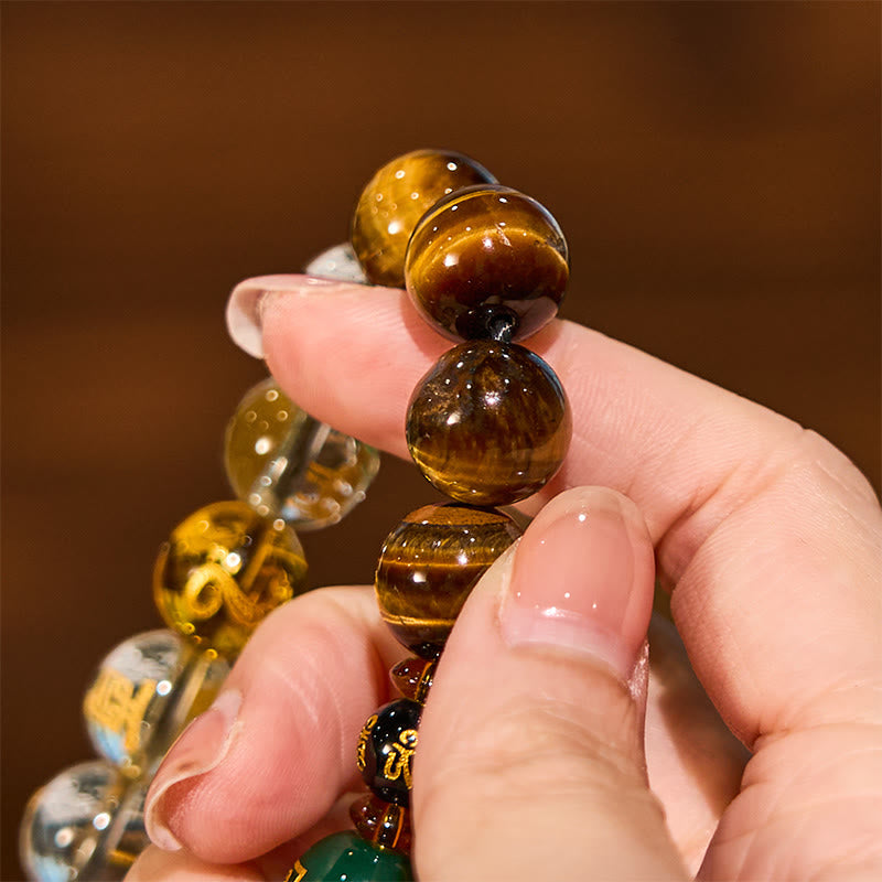 Chinese Zodiac Tiger Eye White Crystal Courage Bracelet - Image 9