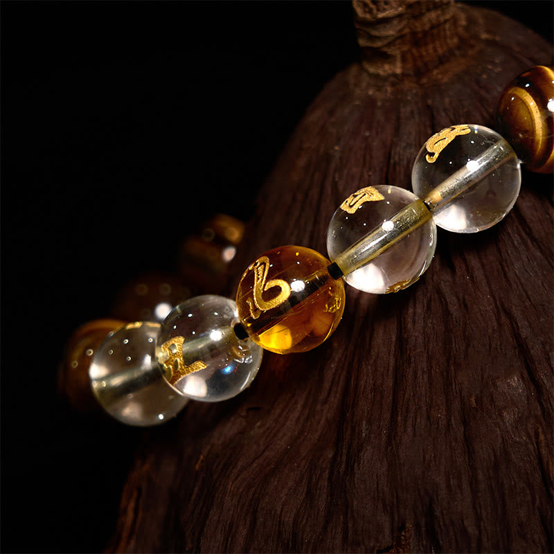 Chinese Zodiac Tiger Eye White Crystal Courage Bracelet - Image 7