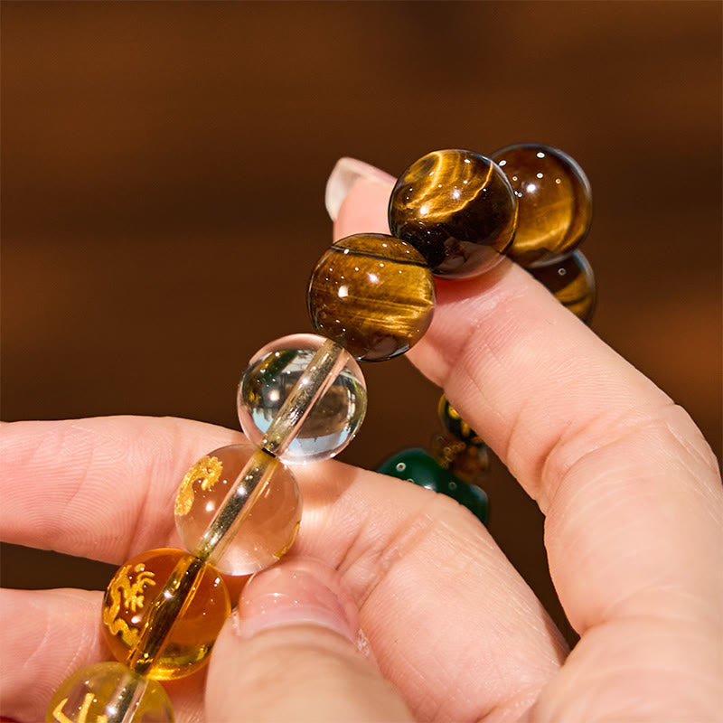 Chinese Zodiac Tiger Eye White Crystal Courage Bracelet - Image 13