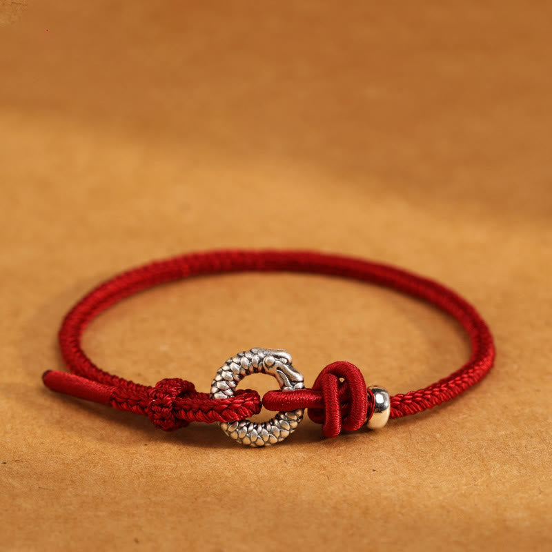 999 Sterling Silver Year Of The Dragon Peace Buckle Luck Bracelet