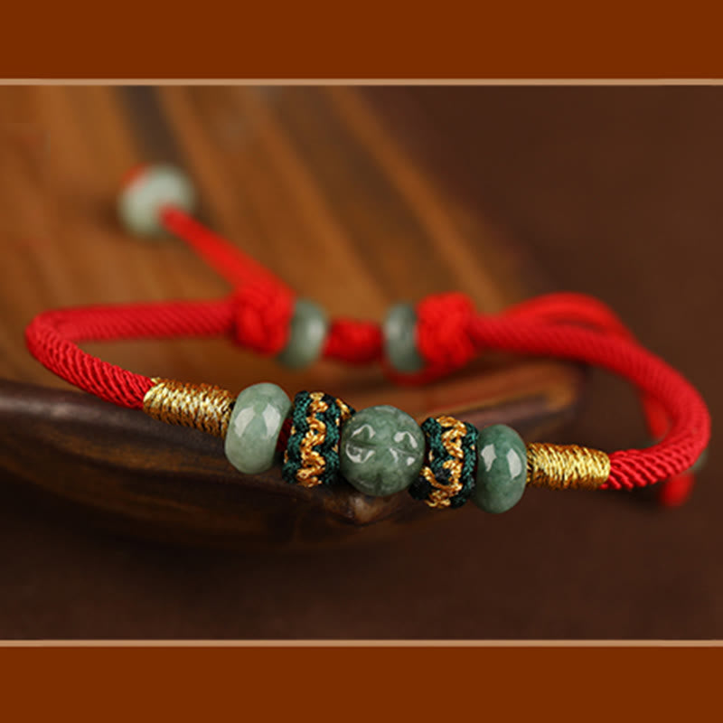 Jade Abacus Bead Prosperity Red String Rope Bracelet - Image 16