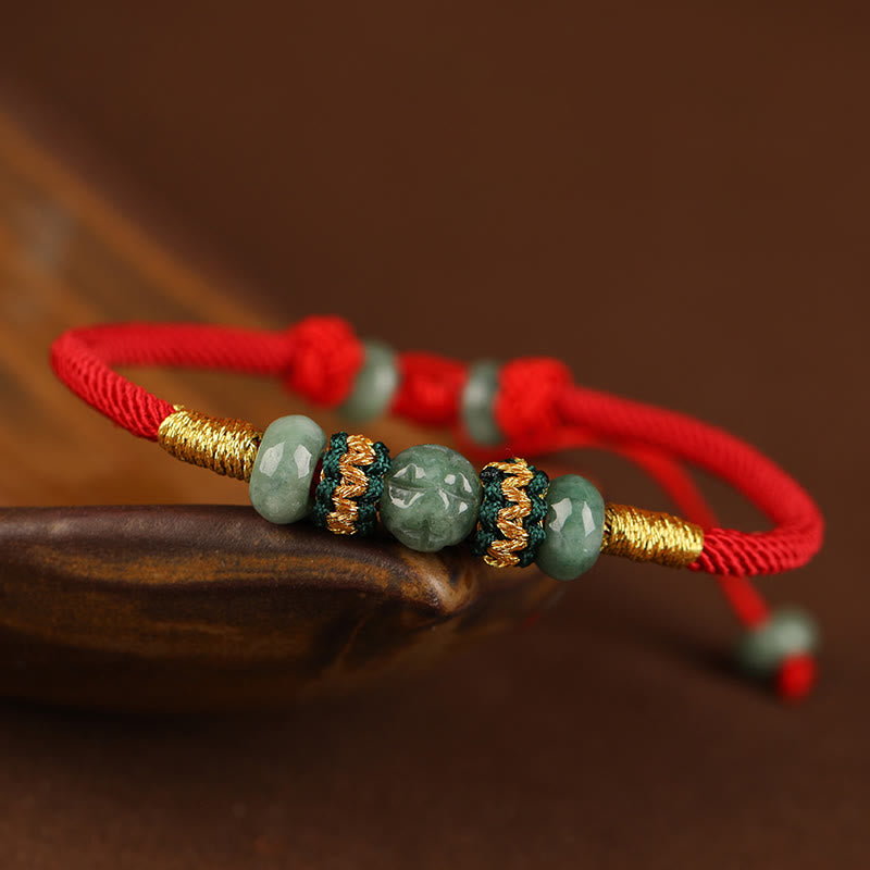 Jade Abacus Bead Prosperity Red String Rope Bracelet