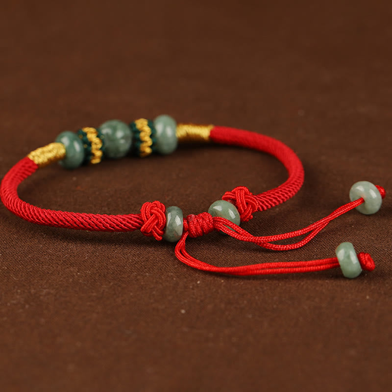 Jade Abacus Bead Prosperity Red String Rope Bracelet - Image 4