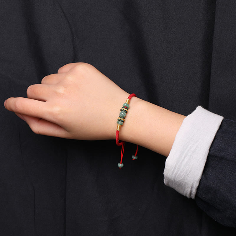 Jade Abacus Bead Prosperity Red String Rope Bracelet - Image 9