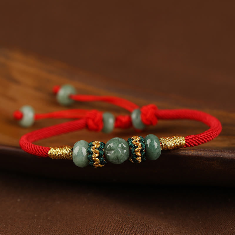 Jade Abacus Bead Prosperity Red String Rope Bracelet - Image 14