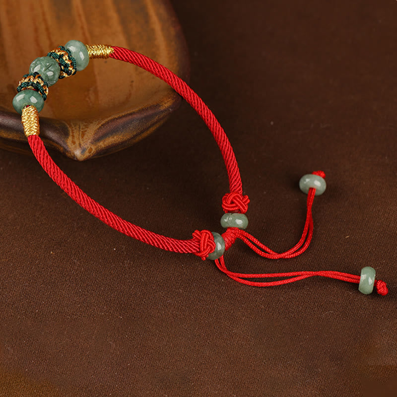 Jade Abacus Bead Prosperity Red String Rope Bracelet - Image 13