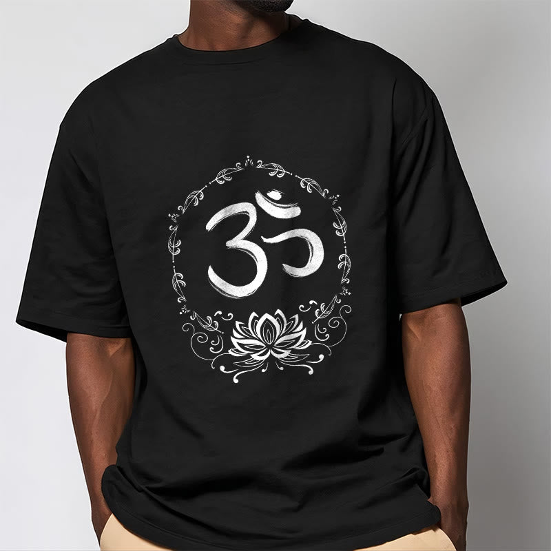 OM Lotus Sketch Cotton Tee T-shirt - Image 3