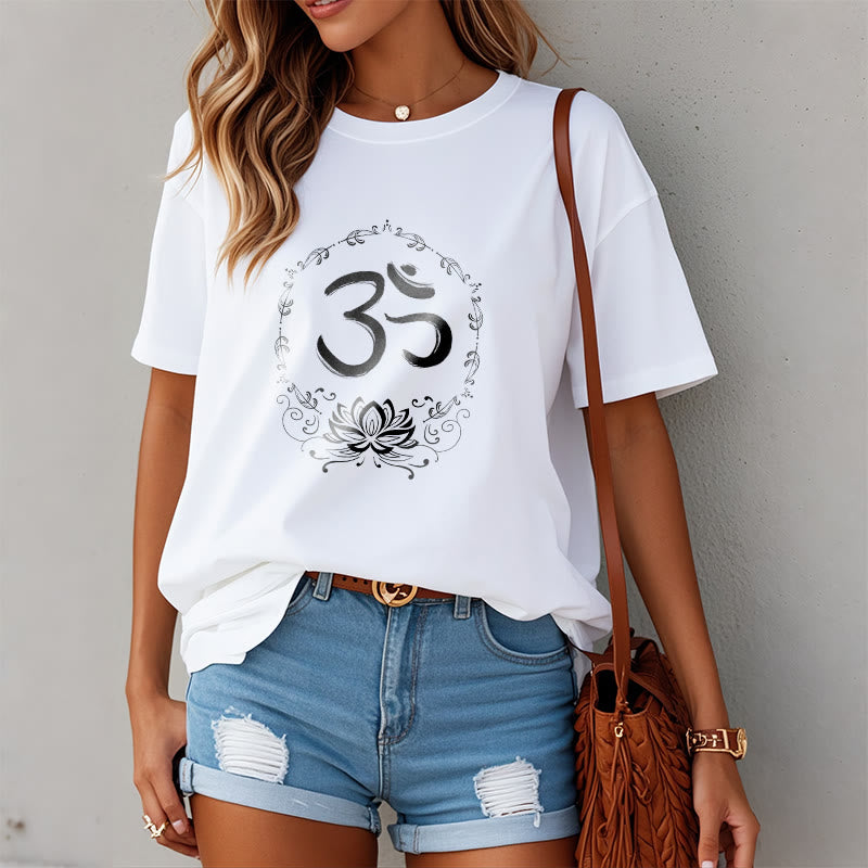 OM Lotus Sketch Cotton Tee T-shirt - Image 10