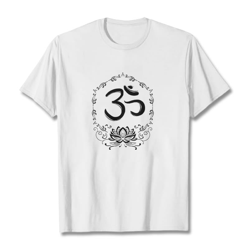 OM Lotus Sketch Cotton Tee T-shirt - Image 8
