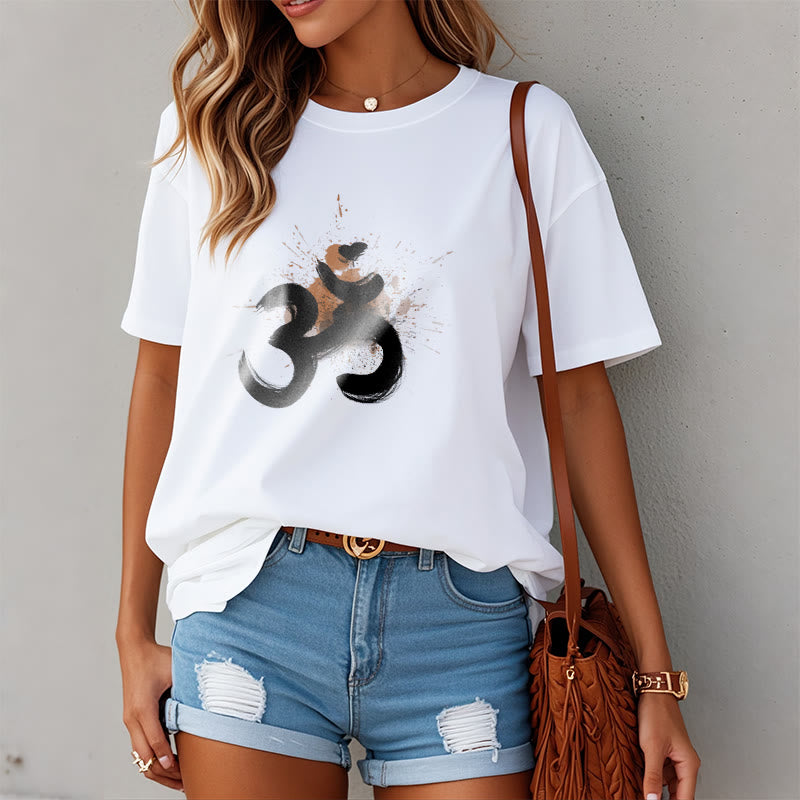 OM Sanskrit Design Cotton Tee T-shirt - Image 3