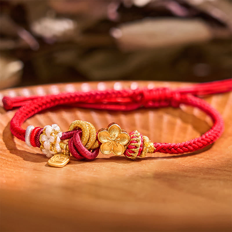 Peach Blossom Happiness Charm Luck Red String Bracelet - Image 3