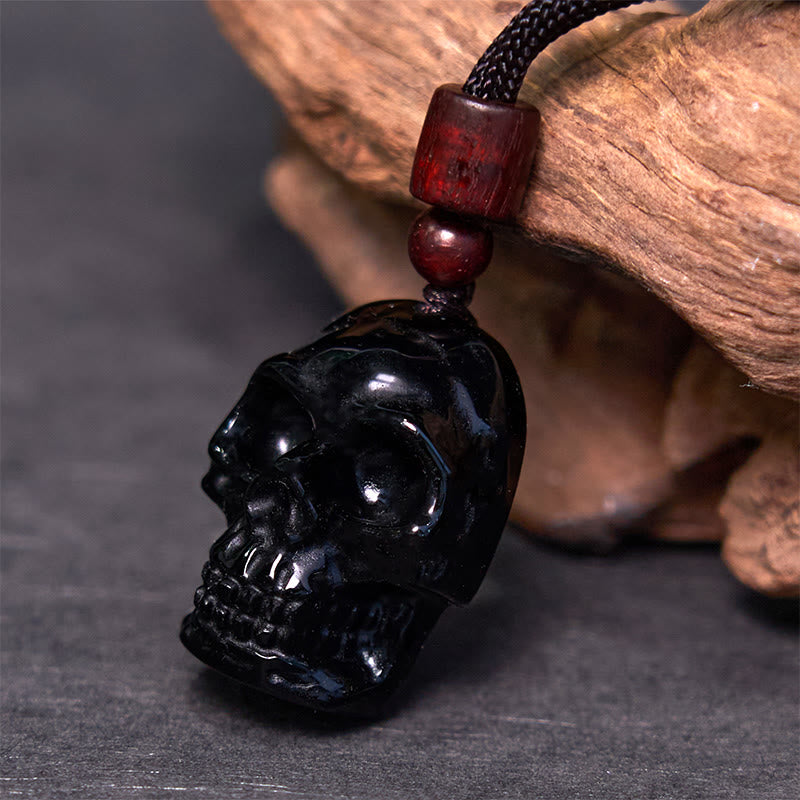 Black Obsidian String Skeleton Fulfilment Necklace Pendant - Image 3