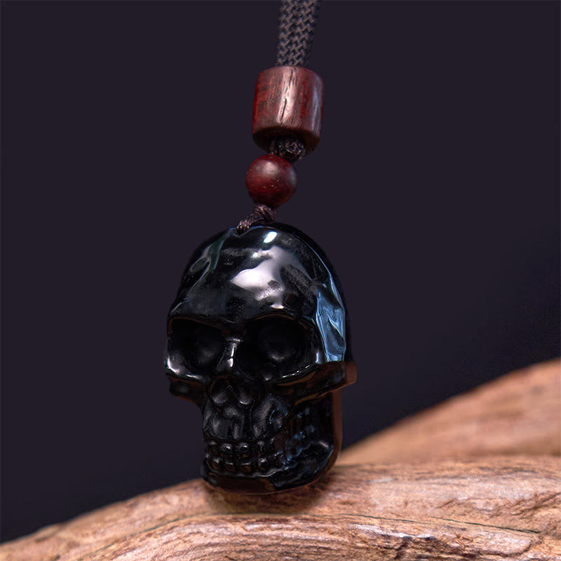 Black Obsidian String Skeleton Fulfilment Necklace Pendant - Image 11