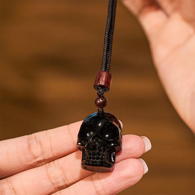 Black Obsidian String Skeleton Fulfilment Necklace Pendant - Image 8