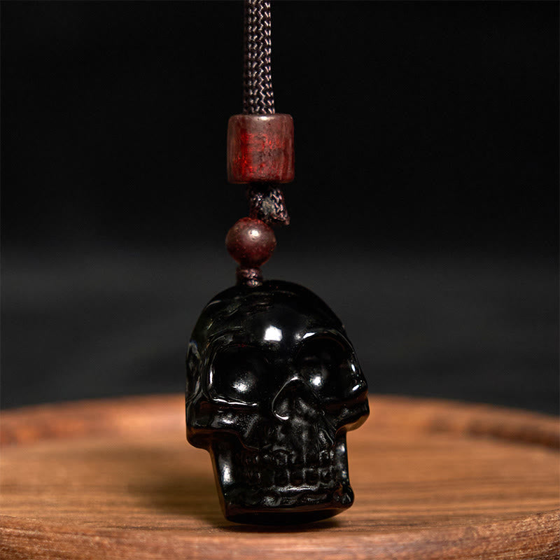 Black Obsidian String Skeleton Fulfilment Necklace Pendant - Image 10