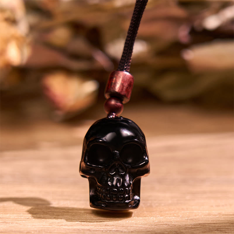Black Obsidian String Skeleton Fulfilment Necklace Pendant - Image 9