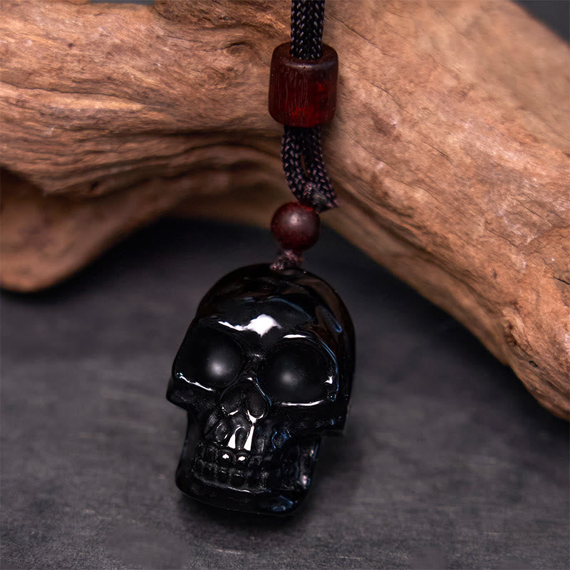 Black Obsidian String Skeleton Fulfilment Necklace Pendant - Image 4